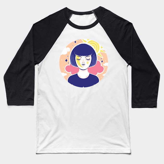 Eclipse girl Baseball T-Shirt by Paolavk